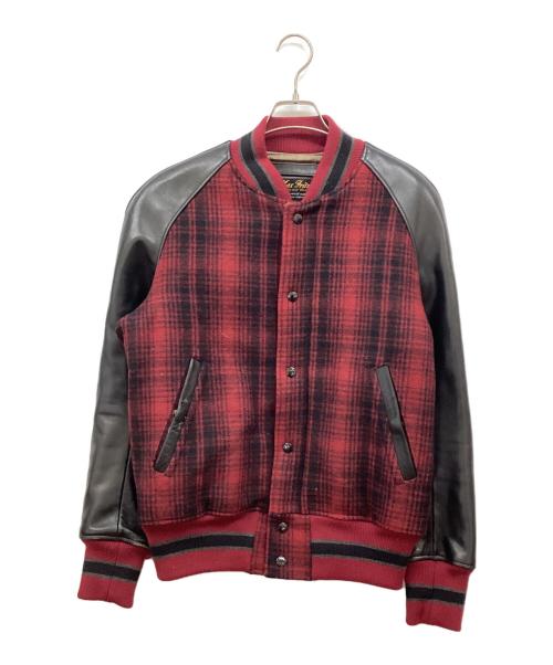 Max Fritz（マックスフリッツ）max fritz (マックスフリッツ) レザー切替スタジャン レッド×ブラック サイズ:48の古着・服飾アイテム