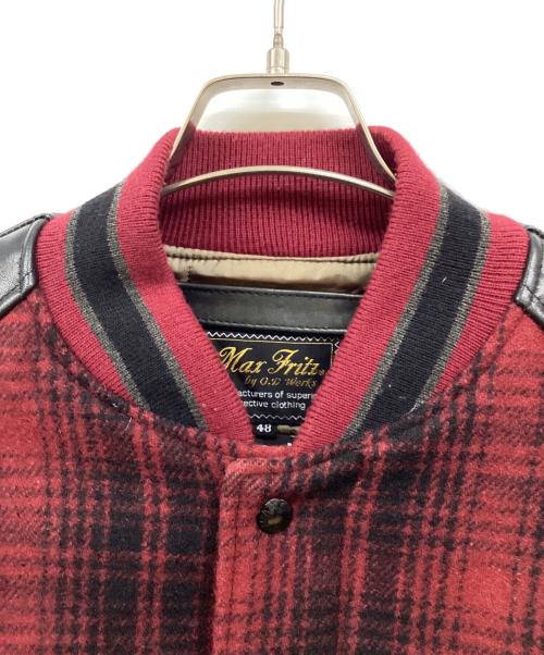 Max Fritz（マックスフリッツ）max fritz (マックスフリッツ) レザー切替スタジャン レッド×ブラック サイズ:48の古着・服飾アイテム