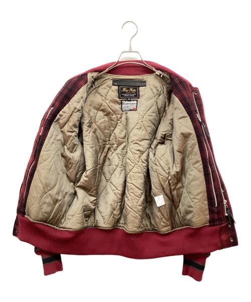 Max Fritz（マックスフリッツ）max fritz (マックスフリッツ) レザー切替スタジャン レッド×ブラック サイズ:48の古着・服飾アイテム