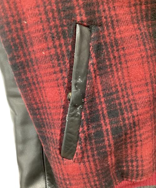 Max Fritz（マックスフリッツ）max fritz (マックスフリッツ) レザー切替スタジャン レッド×ブラック サイズ:48の古着・服飾アイテム