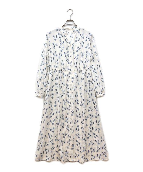 23区（ニジュウサンク）23区 (ニジュウサンク) ランダムフラワープリント ワンピース ホワイト×ブルー サイズ:40の古着・服飾アイテム