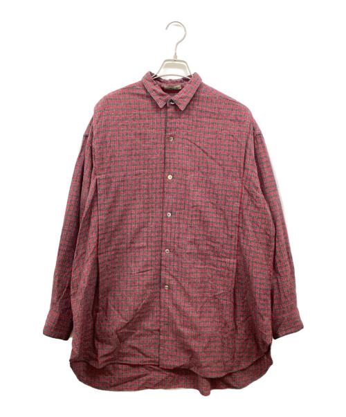 Y's for men（ワイズフォーメン）Y'S for men (ワイズフォーメン) ダブルポケットチェックシャツ レッド×グレー サイズ:記載無し（実寸サイズをご確認ください）の古着・服飾アイテム