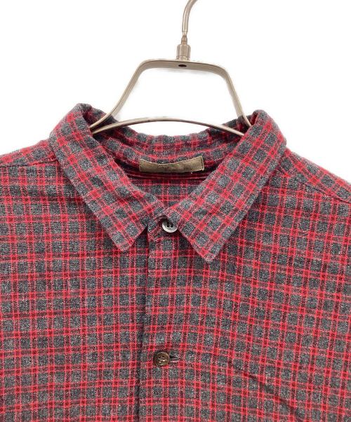 Y's for men（ワイズフォーメン）Y'S for men (ワイズフォーメン) ダブルポケットチェックシャツ レッド×グレー サイズ:記載無し（実寸サイズをご確認ください）の古着・服飾アイテム