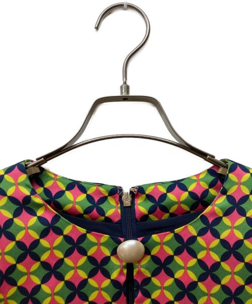 Kate Spade（ケイトスペード）Kate Spade (ケイトスペード) パールボタンギャザースリーブドレス マルチカラー サイズ:４の古着・服飾アイテム