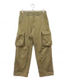AVIREX×HAND ROOM（アヴィレックス×ハンドルーム）の古着「GREEN SELVEDGE MILITARY DENIM CARGO TROUSERS」｜グリーン