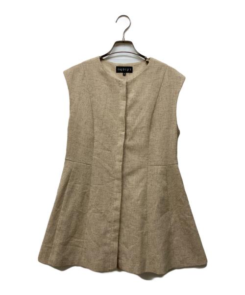 INDIVI（インディヴィ）INDIVI (インディヴィ) サマーツィードジレトップス カーキ サイズ:38の古着・服飾アイテム
