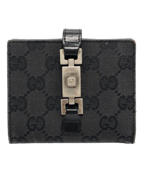 GUCCI（グッチ）GUCCI (グッチ) GGキャンバス２つ折り財布 ブラックの古着・服飾アイテム
