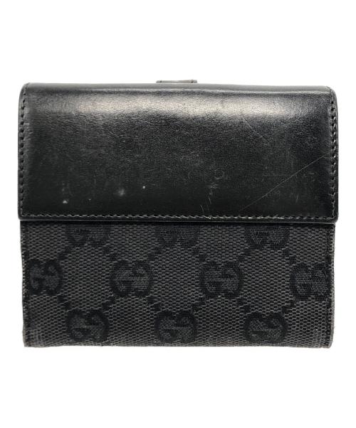 GUCCI（グッチ）GUCCI (グッチ) GGキャンバス２つ折り財布 ブラックの古着・服飾アイテム