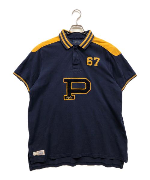 POLO RALPH LAUREN（ポロ・ラルフローレン）POLO RALPH LAUREN (ポロ・ラルフローレン) CUSTOM FIT ポロシャツ ネイビー×イエロー サイズ:XLの古着・服飾アイテム