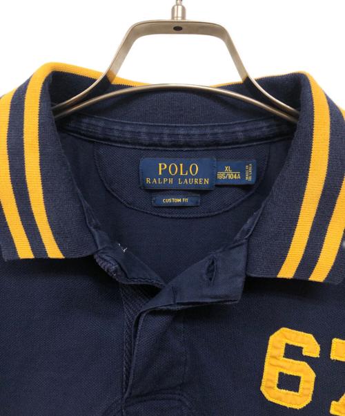 POLO RALPH LAUREN（ポロ・ラルフローレン）POLO RALPH LAUREN (ポロ・ラルフローレン) CUSTOM FIT ポロシャツ ネイビー×イエロー サイズ:XLの古着・服飾アイテム