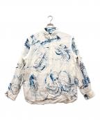 POLO RALPH LAURENポロ・ラルフローレン）の古着「水彩画風 リネンシャツ」｜ホワイト×ブルー
