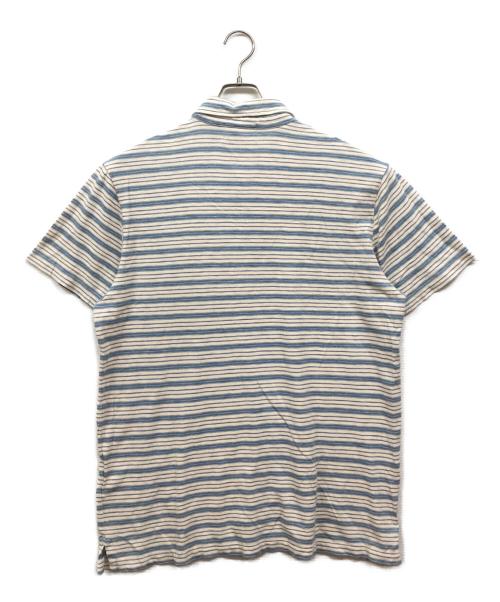 RRL（ダブルアールエル）RRL (ダブルアールエル) インディゴボーダー ポロシャツ ホワイト×ブルー サイズ:XLの古着・服飾アイテム
