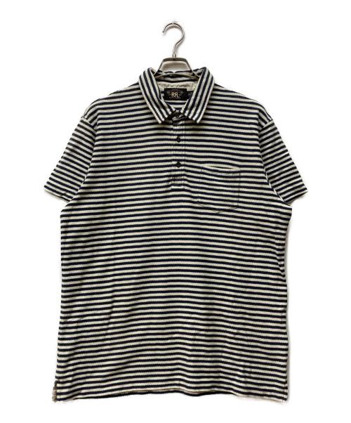 RRL（ダブルアールエル）RRL (ダブルアールエル) ボーダーポロシャツ ホワイト×ネイビー サイズ:XLの古着・服飾アイテム