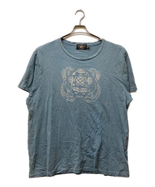 RRL（ダブルアールエル）RRL (ダブルアールエル) インディゴ染め プリントTシャツ ネイビー サイズ:XLの古着・服飾アイテム