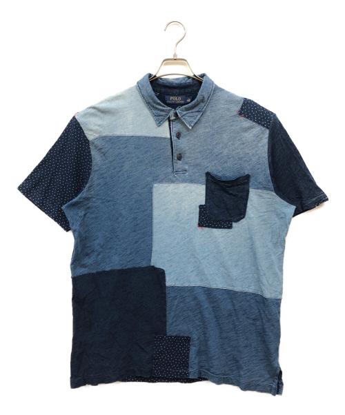 POLO RALPH LAUREN（ポロ・ラルフローレン）POLO RALPH LAUREN (ポロ・ラルフローレン) インディゴパッチワークポロシャツ インディゴ サイズ:XLの古着・服飾アイテム
