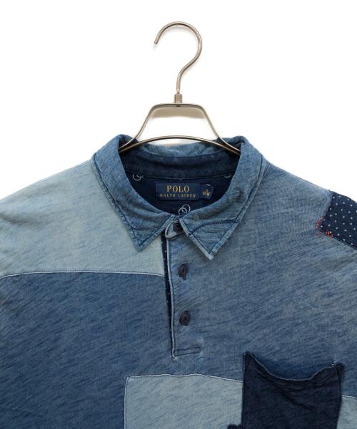 POLO RALPH LAUREN（ポロ・ラルフローレン）POLO RALPH LAUREN (ポロ・ラルフローレン) インディゴパッチワークポロシャツ インディゴ サイズ:XLの古着・服飾アイテム