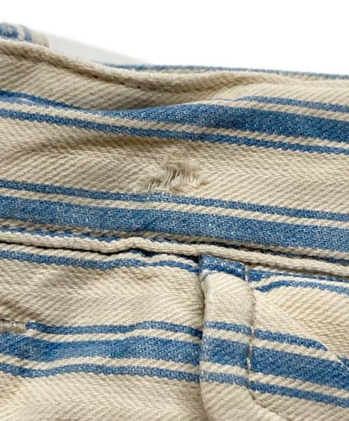RRL（ダブルアールエル）RRL (ダブルアールエル) コットンリネン ボーダーショーツ ホワイト×ブルー サイズ:36の古着・服飾アイテム