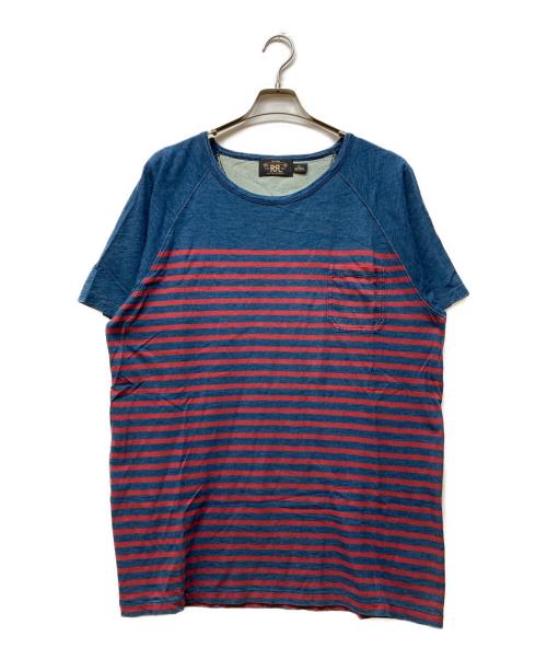 RRL（ダブルアールエル）RRL (ダブルアールエル) インディゴボーダーTシャツ インディゴ×レッド サイズ:XLの古着・服飾アイテム