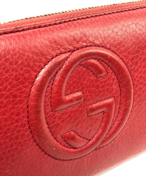 GUCCI（グッチ）GUCCI (グッチ) インターロッキングG ラウンドジップウォレット レッドの古着・服飾アイテム