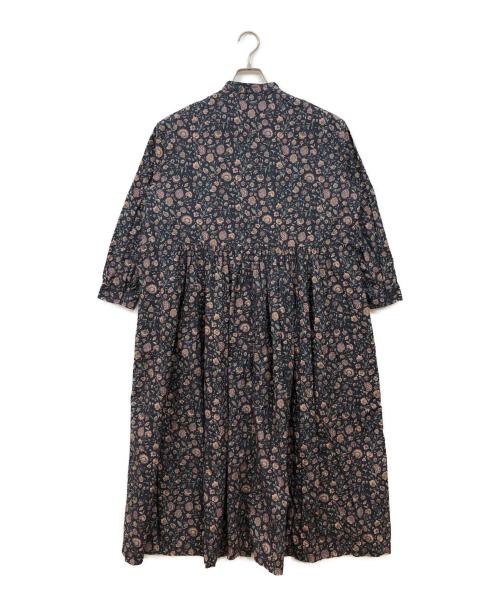 SOIL（ソイル）SOIL (ソイル) 花柄バンドカラーシャツワンピース ネイビー サイズ:2の古着・服飾アイテム