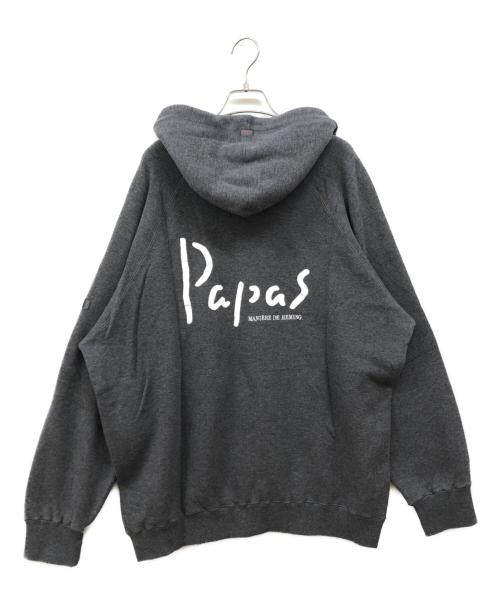 PAPAS（パパス）PAPAS (パパス) スウェットフーテッドジャケット グレー サイズ:Lの古着・服飾アイテム