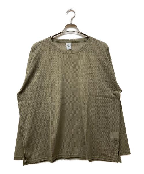 South2 West8（サウスツー ウエストエイト）south2 west8 (サウスツー ウエストエイト) Side Slit Crew Neck Shirt グリーン サイズ:Mの古着・服飾アイテム