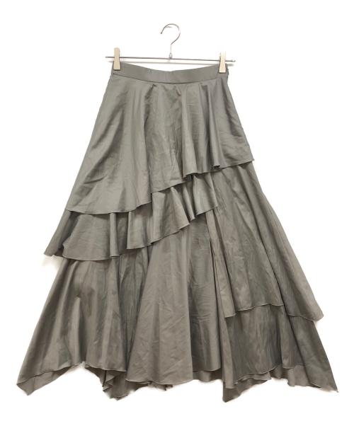 FRAY ID（フレイ アイディー）FRAY ID (フレイ アイディー) イレヘムティアードスカート グレーの古着・服飾アイテム