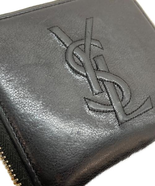 Yves Saint Laurent（イヴサンローラン）Yves Saint Laurent (イヴサンローラン) YSLロゴ 二つ折り財布 コンパクトウォレット ブラックの古着・服飾アイテム