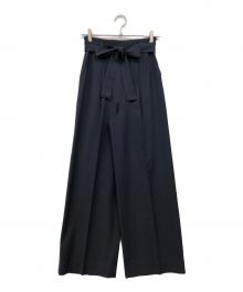 INDIVI（インディヴィ）の古着「シルクウールストレッチ ワイドパンツ」｜ネイビー