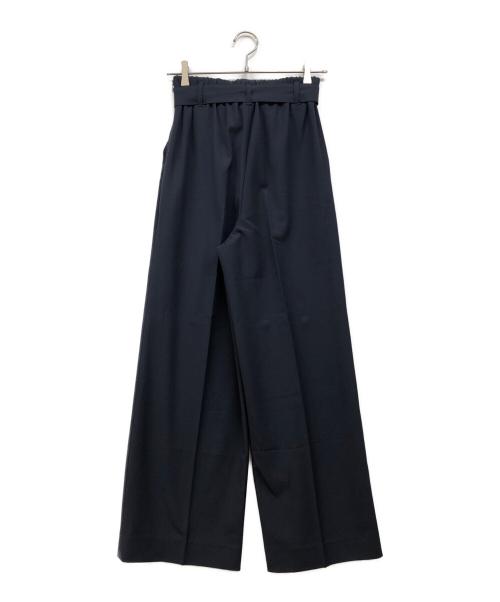 INDIVI（インディヴィ）INDIVI (インディヴィ) シルクウールストレッチ ワイドパンツ ネイビー サイズ:36の古着・服飾アイテム