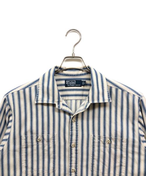 POLO RALPH LAUREN（ポロ・ラルフローレン）POLO RALPH LAUREN (ポロ・ラルフローレン) ストライプシャツ ブルー×アイボリー サイズ:Lの古着・服飾アイテム