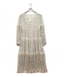 HER LIP TO（ハーリップトゥ）の古着「Monotone Floral Pleated Dress」｜ホワイト