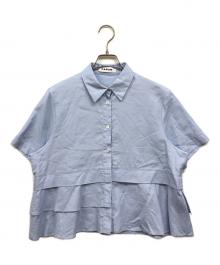 CABAN（キャバン）の古着「タイプライターダブルクロス アシンメトリックフリルシャツ」｜ブルー