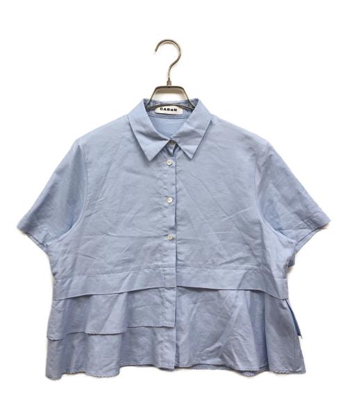 CABAN（キャバン）CABaN (キャバン) タイプライターダブルクロス アシンメトリックフリルシャツ ブルー サイズ:freeの古着・服飾アイテム