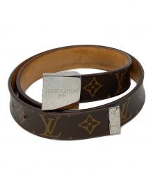 LOUIS VUITTON（ルイ ヴィトン）の古着「レザーベルト モノグラム サンチュールキャレ 」｜ブラウン