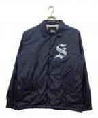 stussyステューシー）の古着「ロゴプリントコーチジャケット」｜ネイビー