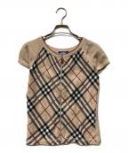 BURBERRY BLUE LABELバーバリー ブルー レーベル）の古着「ノバチェックジップアップニット」｜ベージュ