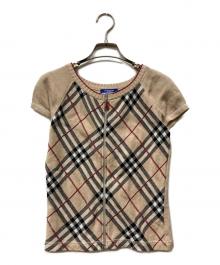 BURBERRY BLUE LABEL（バーバリー ブルー レーベル）の古着「ノバチェックジップアップニット」｜ベージュ