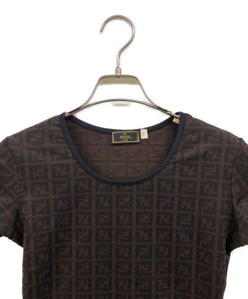 FENDI（フェンディ）FENDI (フェンディ) ズッカ総柄Tシャツ ブラウン サイズ:40の古着・服飾アイテム