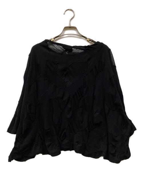 芽風（メフウ）芽風 (メフウ) デザインワイドカットソー ブラック サイズ:38 未使用品の古着・服飾アイテム