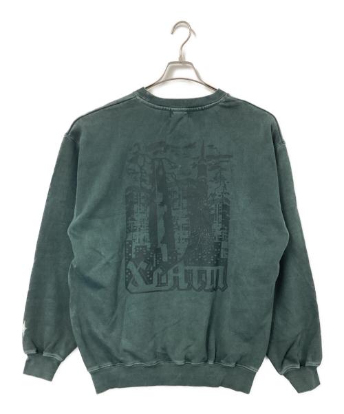 X-LARGE（エクストララージ）X-LARGE (エクストララージ) AFTERMATH (アフターマス) CREWNECK SWEATSHIRT グリーン サイズ:Lの古着・服飾アイテム