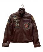 AVIREXアヴィレックス）の古着「ワッペンシングルライダースジャケット」｜レッド