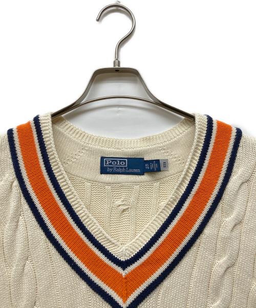 POLO RALPH LAUREN（ポロ・ラルフローレン）POLO RALPH LAUREN (ポロ・ラルフローレン) チルデンベスト オレンジ×アイボリー サイズ:XXLの古着・服飾アイテム