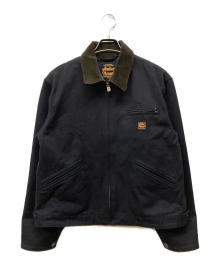Amber Threads（アンバースレッズ）の古着「襟コーデュロイ コットンキャンバスジャケット」｜ブラック