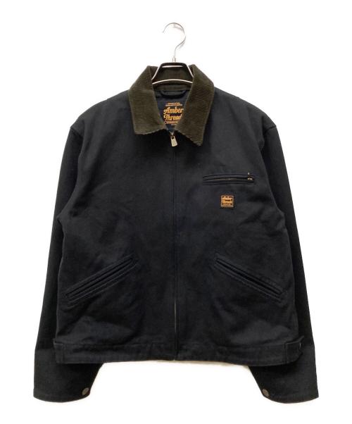Amber Threads（アンバースレッズ）Amber Threads (アンバースレッズ) 襟コーデュロイ コットンキャンバスジャケット ブラック サイズ:記載無しの古着・服飾アイテム