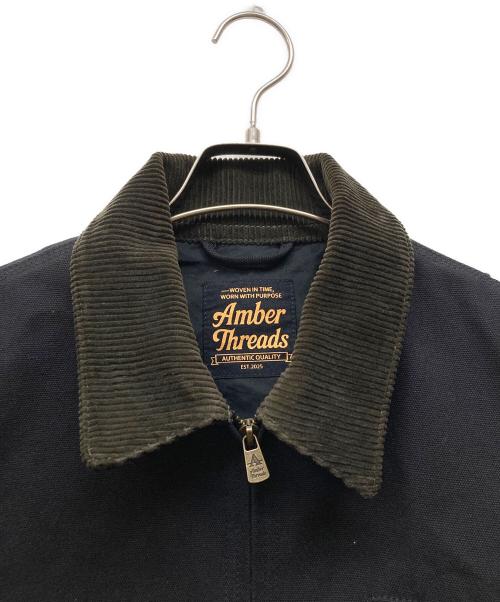 Amber Threads（アンバースレッズ）Amber Threads (アンバースレッズ) 襟コーデュロイ コットンキャンバスジャケット ブラック サイズ:記載無しの古着・服飾アイテム