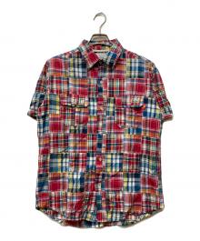 stussy（ステューシー）の古着「パッチワーク半袖シャツ」｜レッド