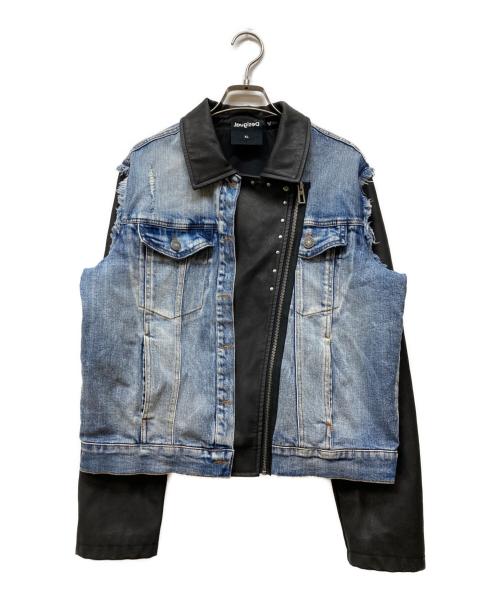Desigual（デシグアル）Desigual (デシグアル) ミッキーマウス ハイブリッド デニムジャケット ブラック×ブルー サイズ:XLの古着・服飾アイテム