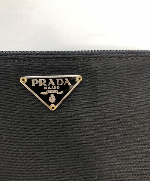 PRADA（プラダ）PRADA (プラダ) ナイロンラウンドジップウォレット ブラックの古着・服飾アイテム