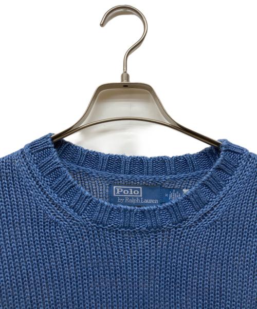 POLO RALPH LAUREN（ポロ・ラルフローレン）POLO RALPH LAUREN (ポロ・ラルフローレン) Garment Dyed Jersey Linen Rollneck Sweater ブルー サイズ:Mの古着・服飾アイテム